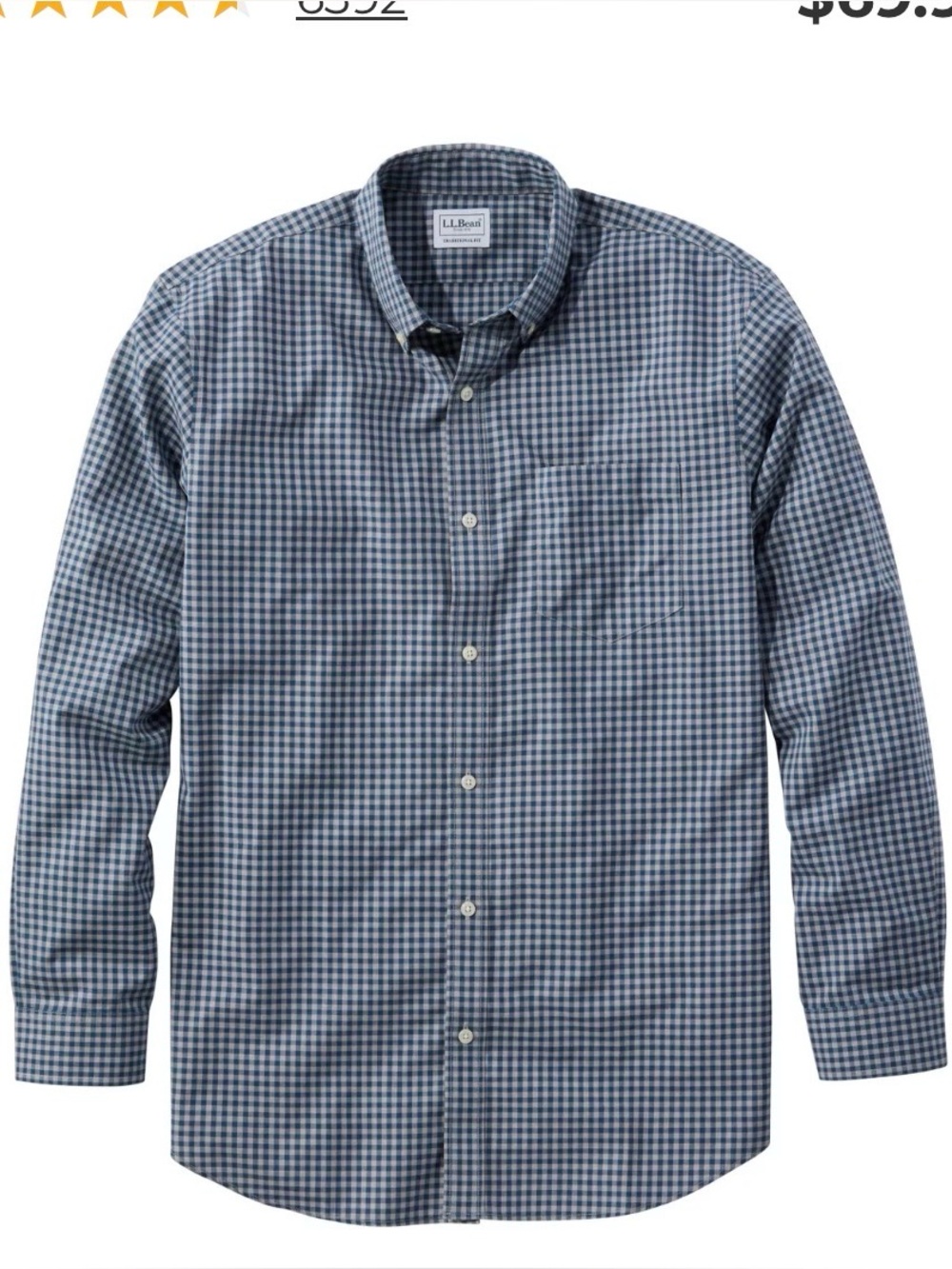 Men’s LL Bean Gingham Button Down